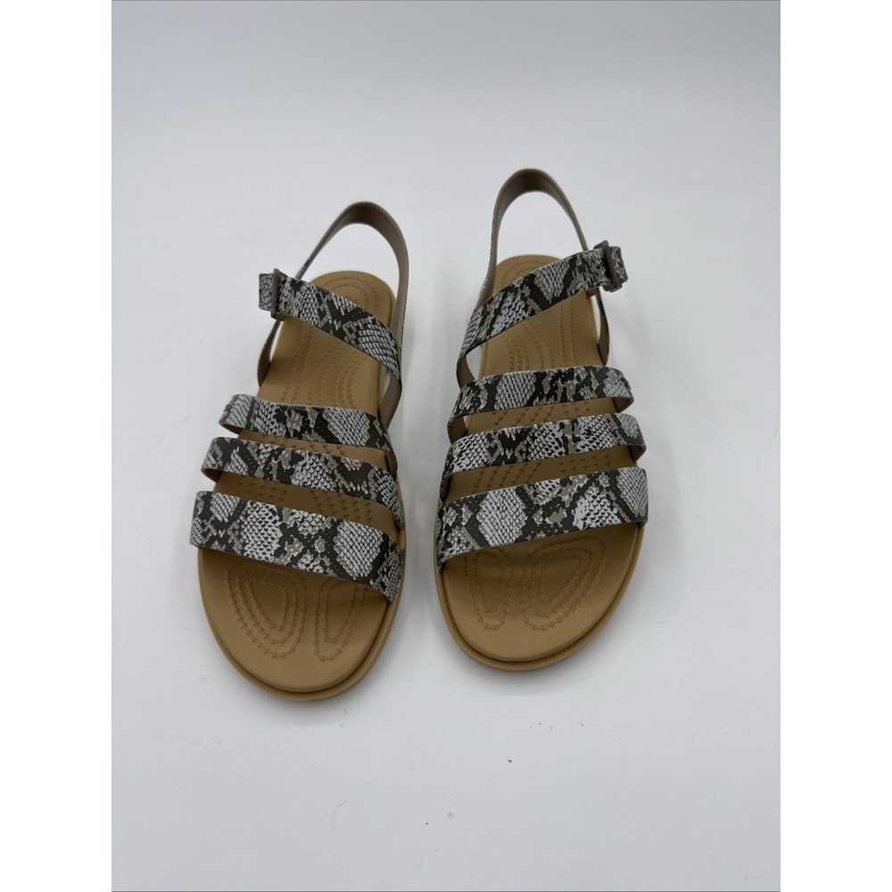 CROCS TULUM SANDAL Snake Print Multi Strap Sandal Women's 8